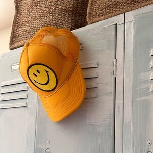 Aviator Nation Smiley Trucker Hat in Orange